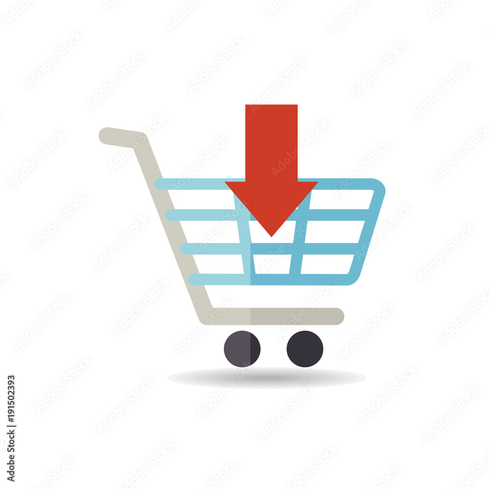 Shopping cart with an arrow icon Shopping cart with an arrow icon