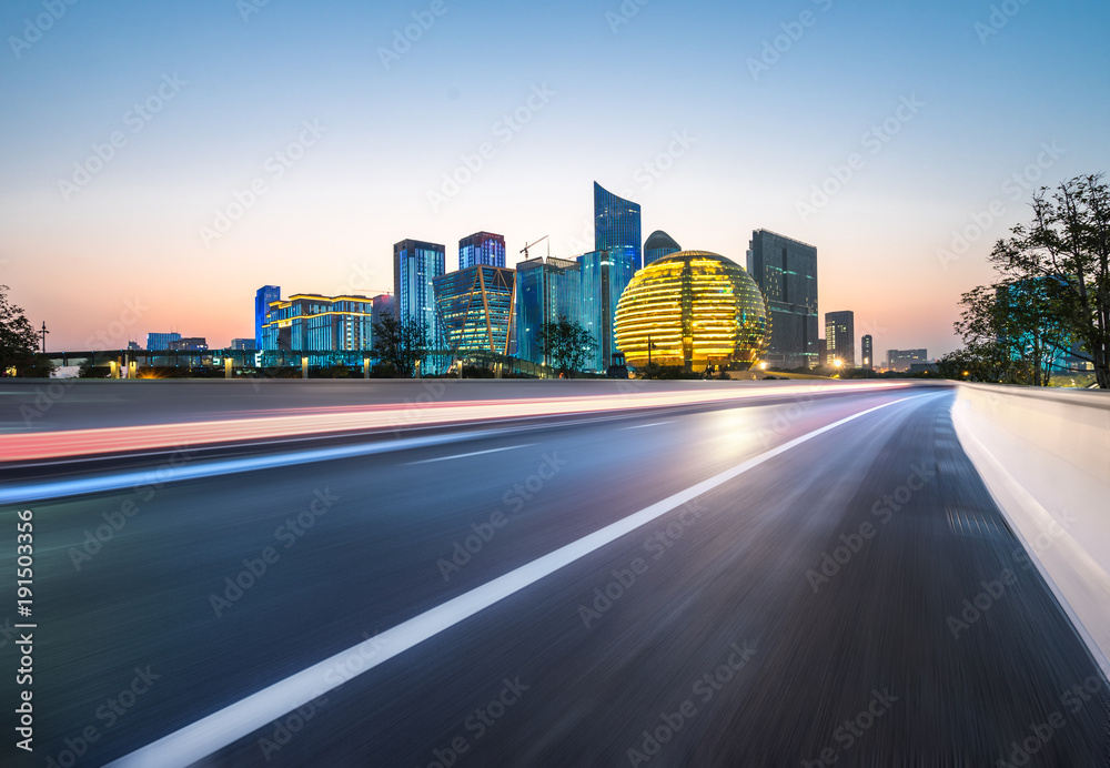 cityscape with empty road