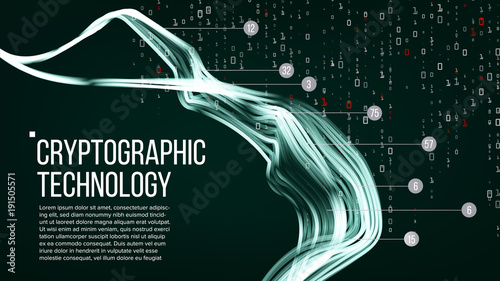 Cryptographic Technology Background Vector. Artificial Intelligence. Cryptography Binary Technologies. Presentation Illustration