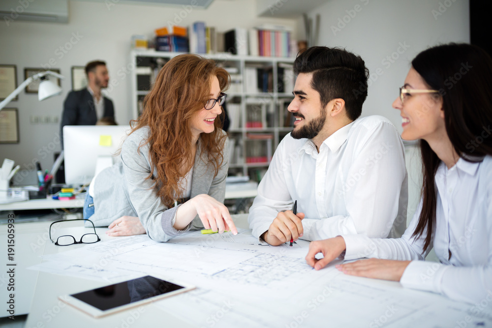 Obraz premium Group of architects working on project