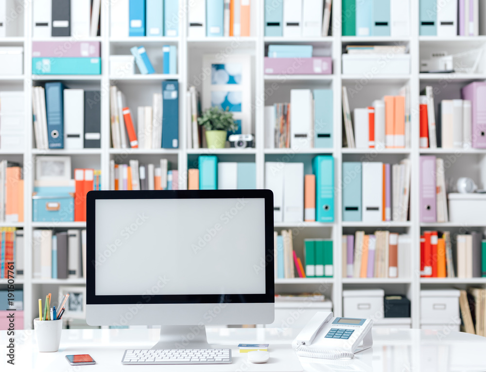 Professional contemporary workspace with computer
