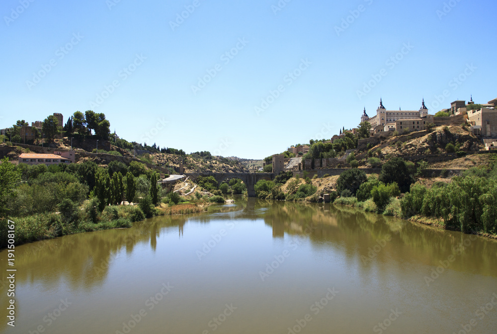 Toledo landscape. River Tajo. 
Spain travel.