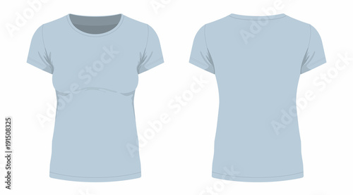 Front and back views of women's gray t-shirt on white background
