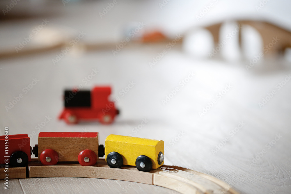 Fototapeta premium Wooden train toys