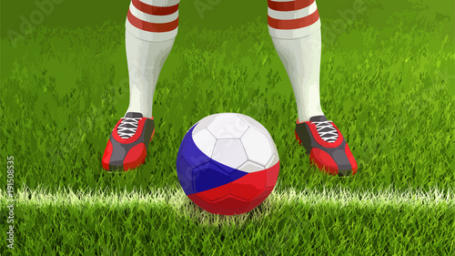 Man and soccer ball with Czech flag 
