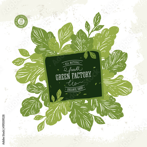 Green shop design template. Organic