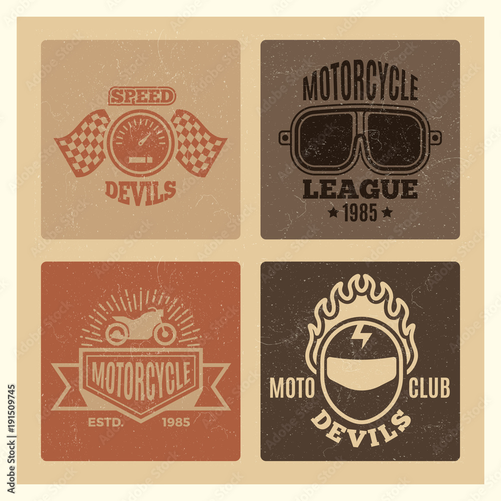 Obraz premium Vintage grunge motor club and motorcycle league labels design