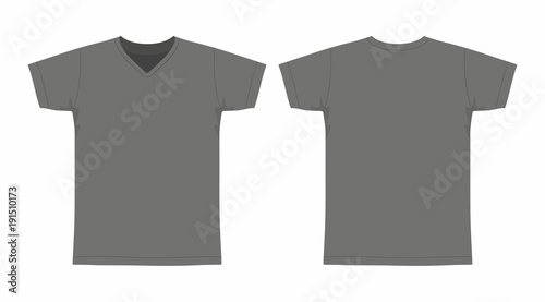  Front and back views of men's black t-shirt on white background