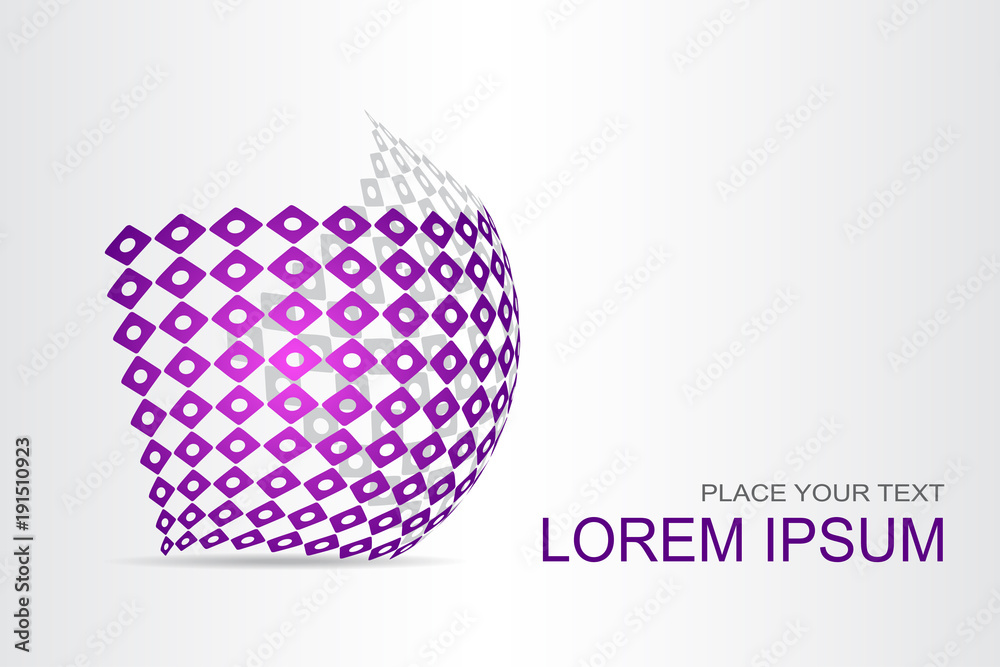 Logo stylized spherical surface with abstract shapes