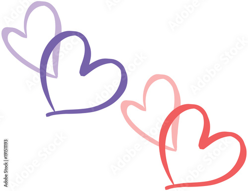 Hand Written Heart Love Shapes Vector Illustration