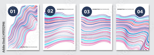 Cover templates set, vector geometric abstract background. Flyer, presentation, brochure, banner, poster design. Memphis, modern bauhaus style.