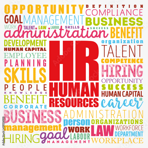 HR - Human Resources word cloud collage, business concept background