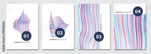 Cover templates set, vector geometric abstract background. Flyer, presentation, brochure, banner, poster design. Memphis, modern bauhaus style. 