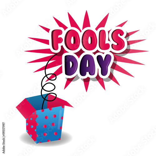 fools day celebration poster box prank image vector illustration