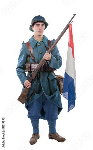 French soldier 1914 1918 isolated on a white background