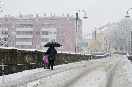 winter and snowflakes on the bridge   © oljasimovic
