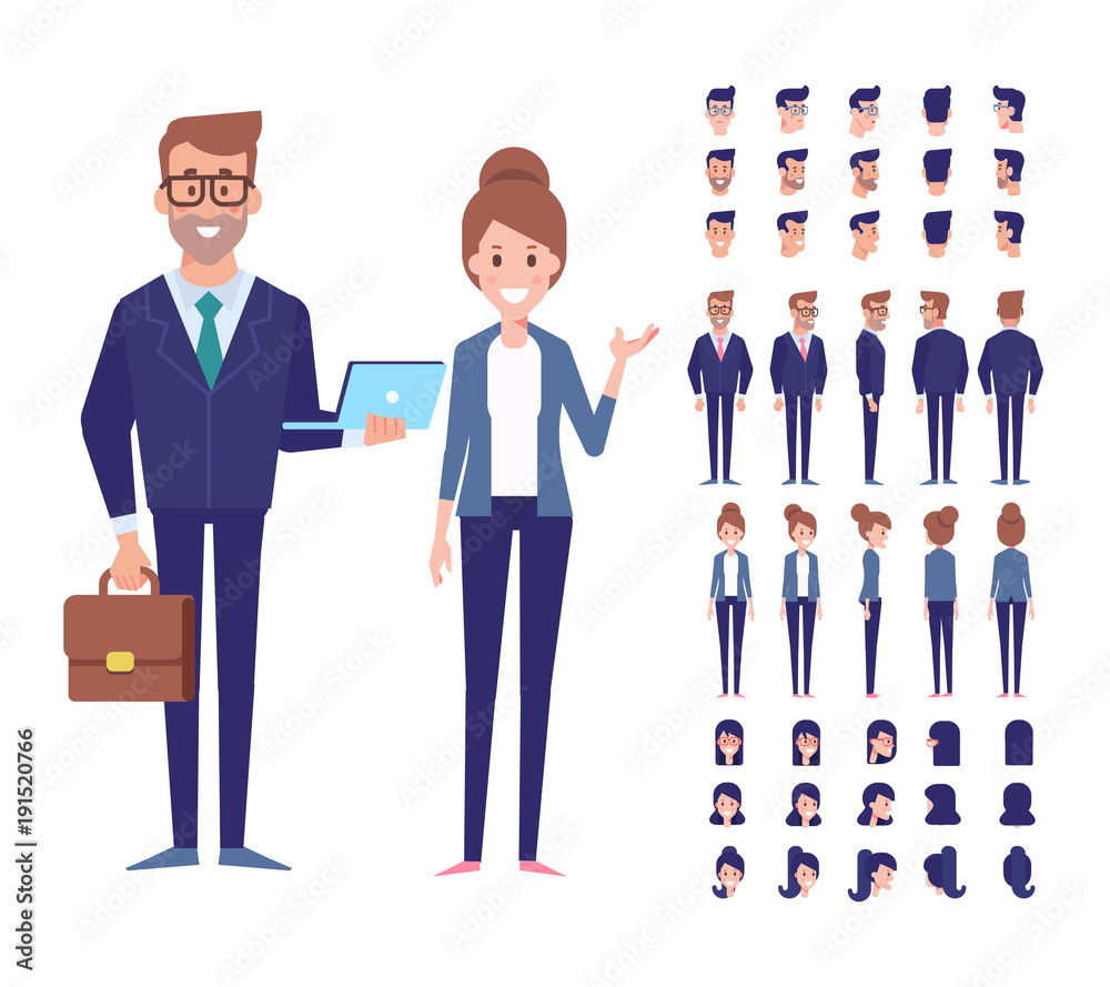 Vector character set for animation.Business people - man and woman ...