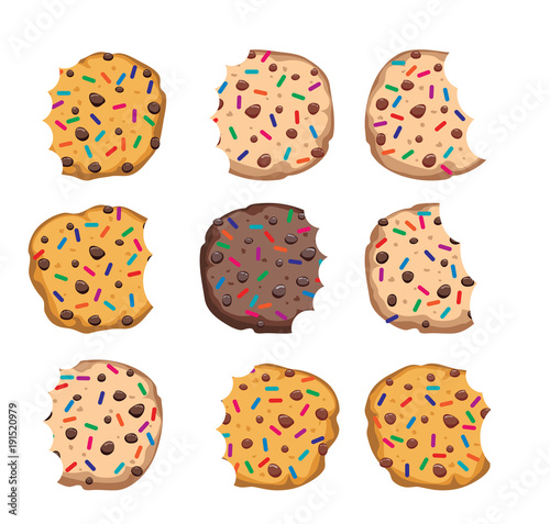 vector set of chocolate chip cookies