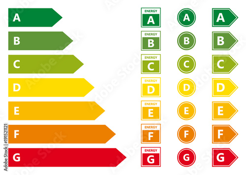 Energy Efficiency rating vector illustration set isolated on background
