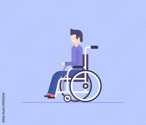 Man in a wheelchair - modern flat design style isolated illustration