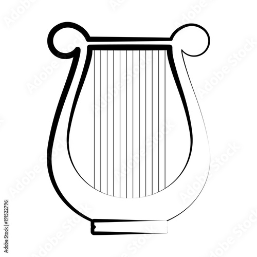 Isolated lyre outline. Musical instrument