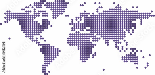 Violet circle shape world map on white background  vector illustration.