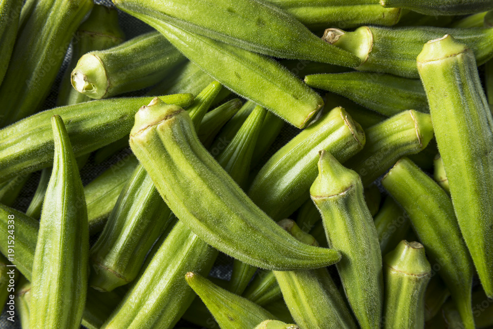 Raw Green Organic Okra Vegetables Raw Green Organic Okra Vegetables
