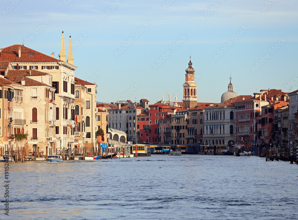 Venice Italy the Grand Canal called CANAL GRANDE in Italian Langauge at early morning