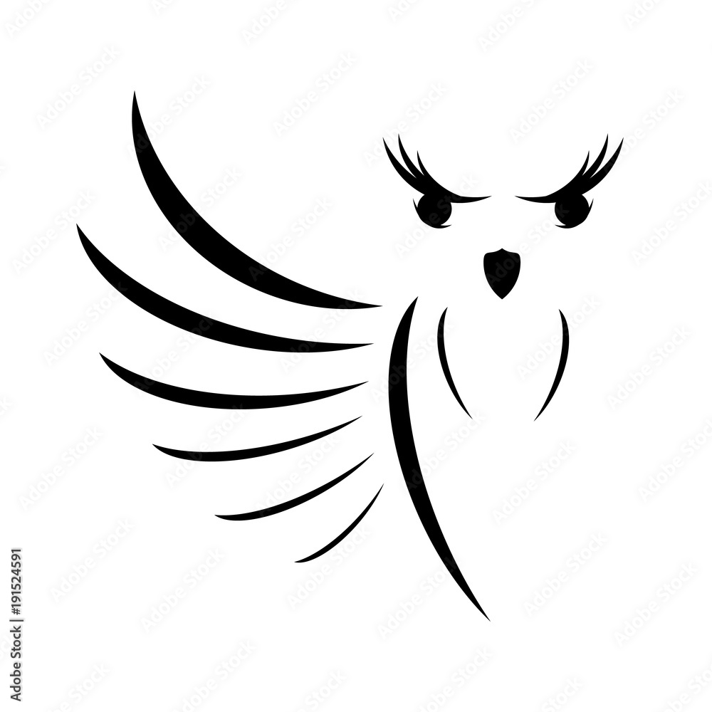 Icon of simple owl from lines and smears, contours and parts,vector
