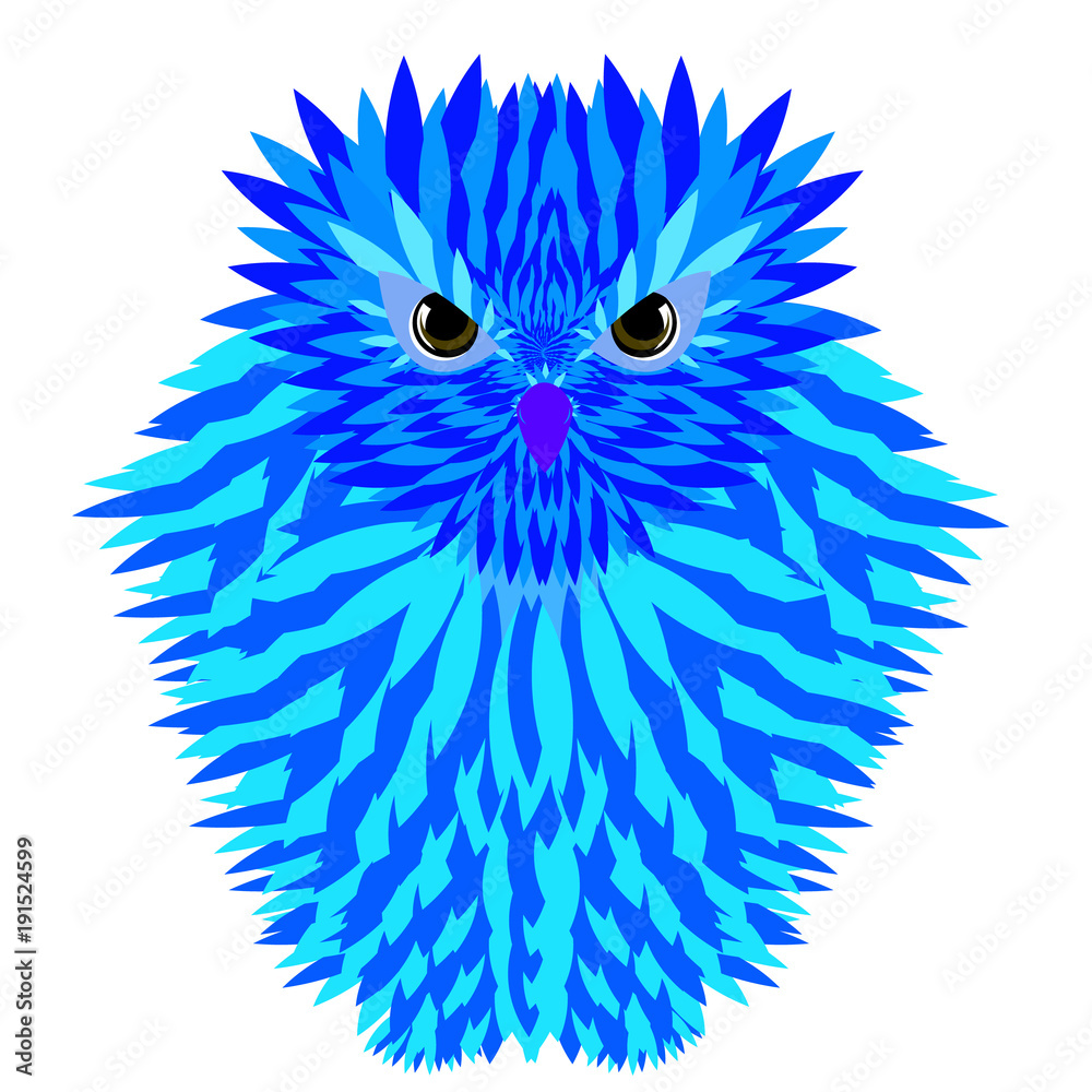 Obraz premium Illustration of a snowy owl in blue,vector