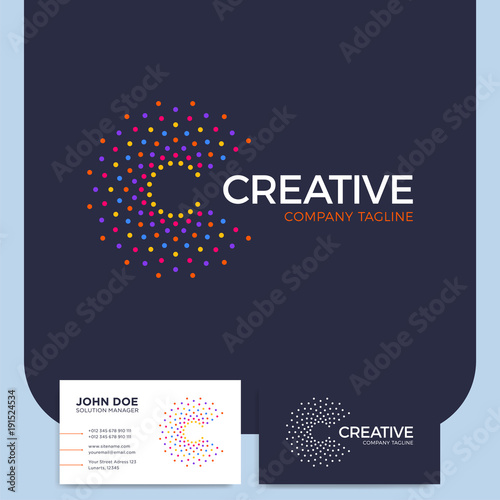 Clever and creative dots or point letter c logo smart and idea logotype