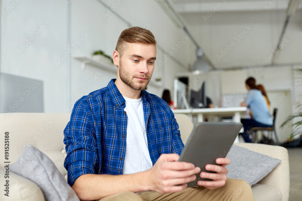 man with tablet pc working at office man with tablet pc working at office