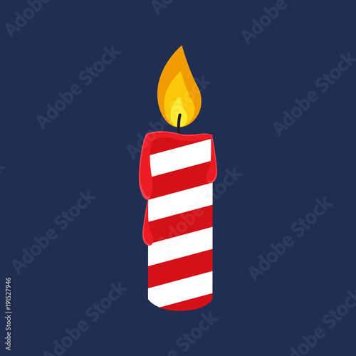 Flat icon modern Christmas candle. Vector illustration.