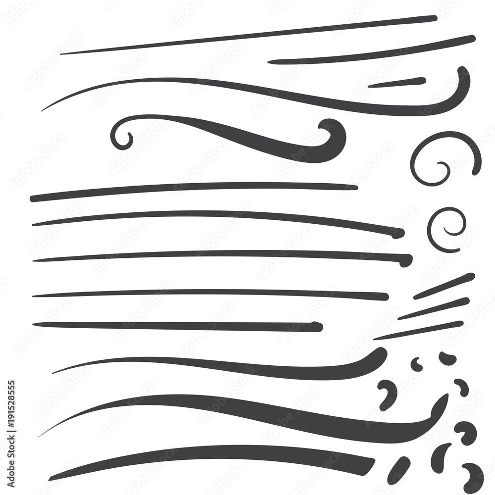 Hand Drawn Black squiggle swoosh text font tail for baseball tshirt design w a calligraphy swirl