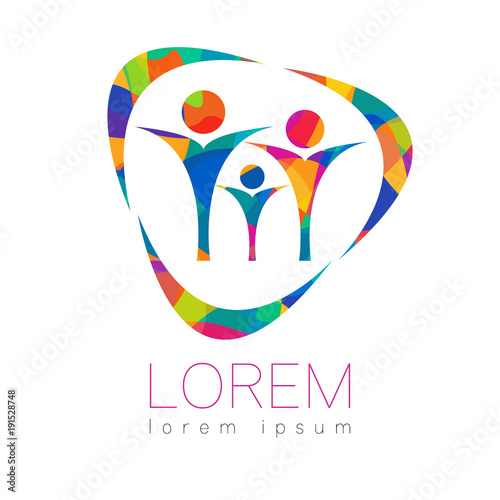 Modern people psi Sign of People. Family Human. Creative style. Icon in vector. Design concept. Brand company. Rainbow color isolated on white background. Symbol for web, print, card