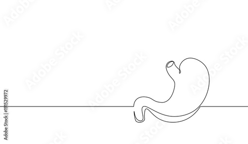 Single continuous line art anatomical human stomach silhouette. Healthy medicine concept design world digestive health day one sketch outline drawing vector illustration