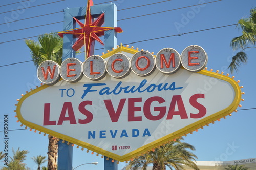 Welcome Las Vegas Poster On The Las Vegas Strip. Travel Holidays June 26, 2017. Las Vegas Strip, Las Vegas Nevada USA.EEUU.