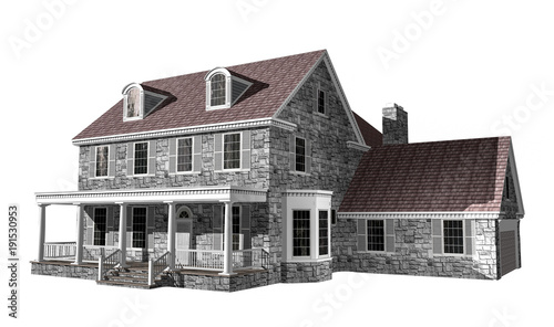3D House illustration on a white background