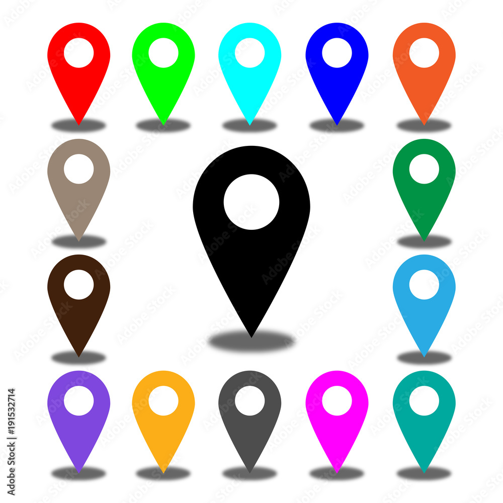 Map pointer icon. Set. GPS location symbol. Flat design. Vektor illustration. Map pointer icon. Set. GPS location symbol. Flat design. Vektor illustration.
