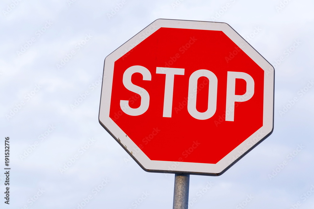 Stop traffic sign with blue clear sky background copy space Stop traffic sign with blue clear sky background copy space