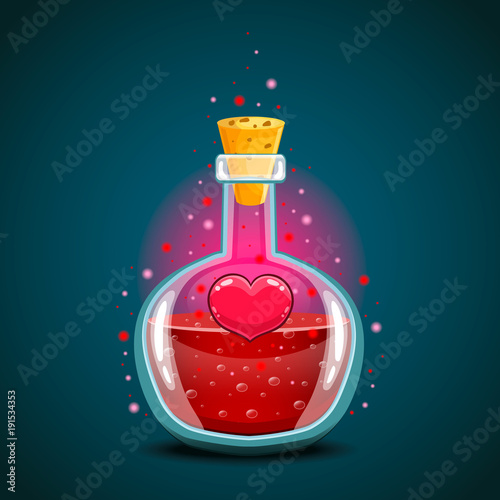 Bottle with heart, magic elixir