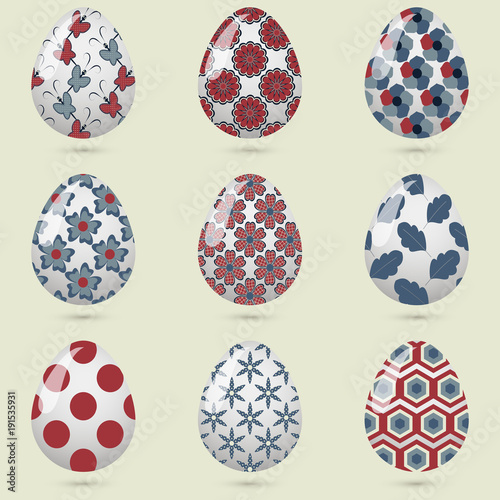 Vector set of Easterl dyed eggs