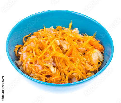 Spicy salad of pumpkin, carrot, onion
