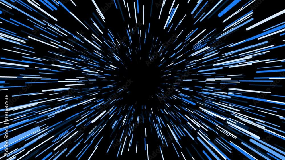 Flying trought hyperspace, abstract animation in blue colors, seamless loop.