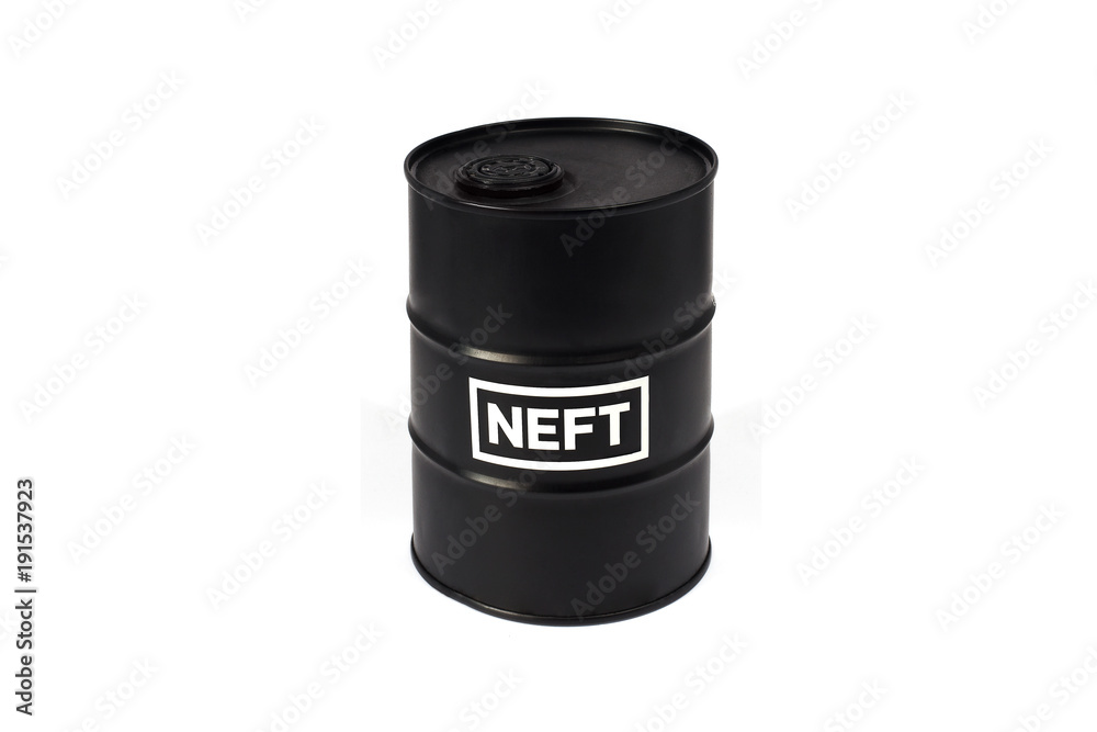 Black metal barrel NEFT with oil Black metal barrel NEFT with oil