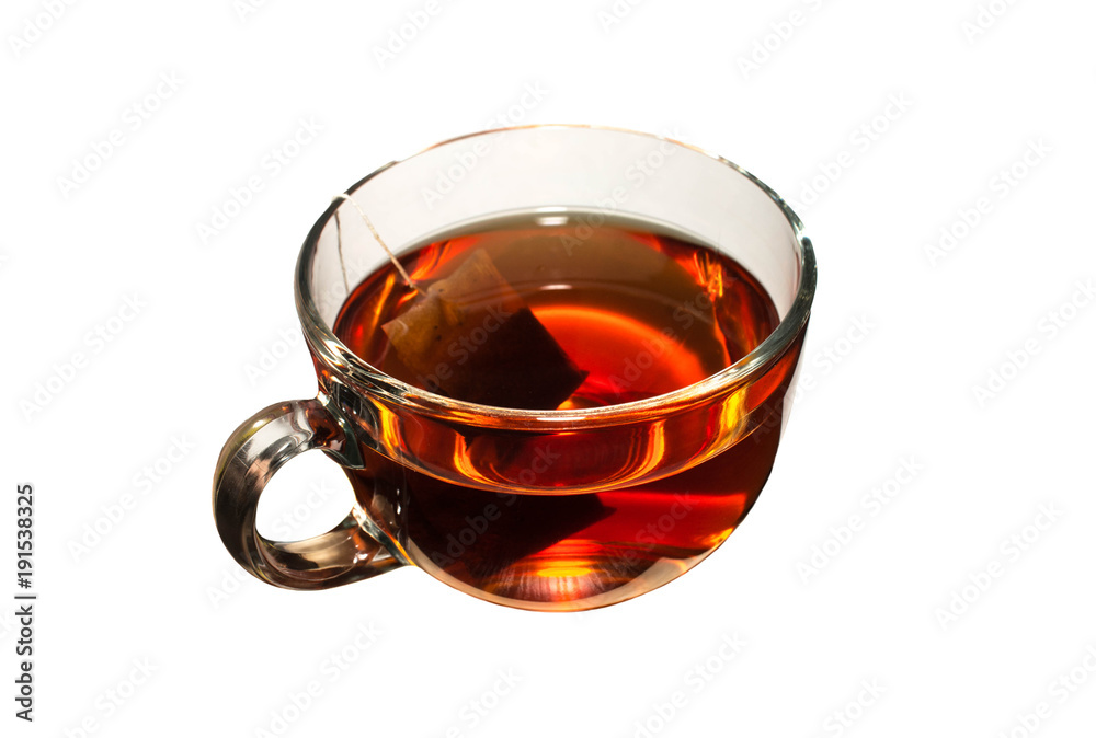 tea in glass Cup on isolated white background