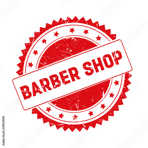 Barber Shop red grunge stamp isolated