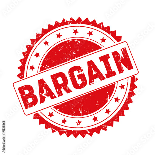 Bargain red grunge stamp isolated