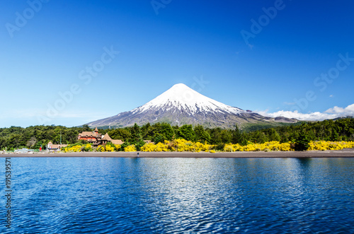 Osorno volcano and Llanquihue Lake, Parque Nacional Vicente Pérez Rosales, Lake District, Puerto Varas, Chile. photo