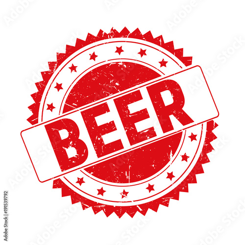 Beer red grunge stamp isolated